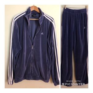 Large ADIDAS Vintage 2 pc track suit -Velour